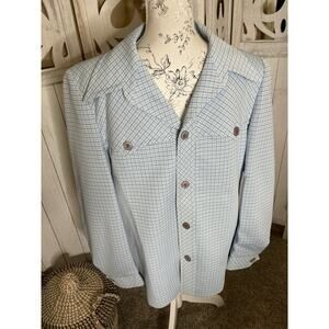 Vintage 1970's Baby Blue Lounge Suit Blazer By Knack Leisurewear Disco Size 42L